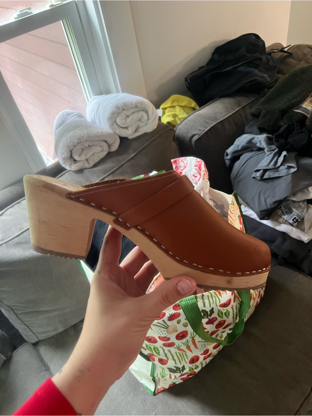 Lotta From Stockholm Tan Leather Clog Mules with Wood Heel